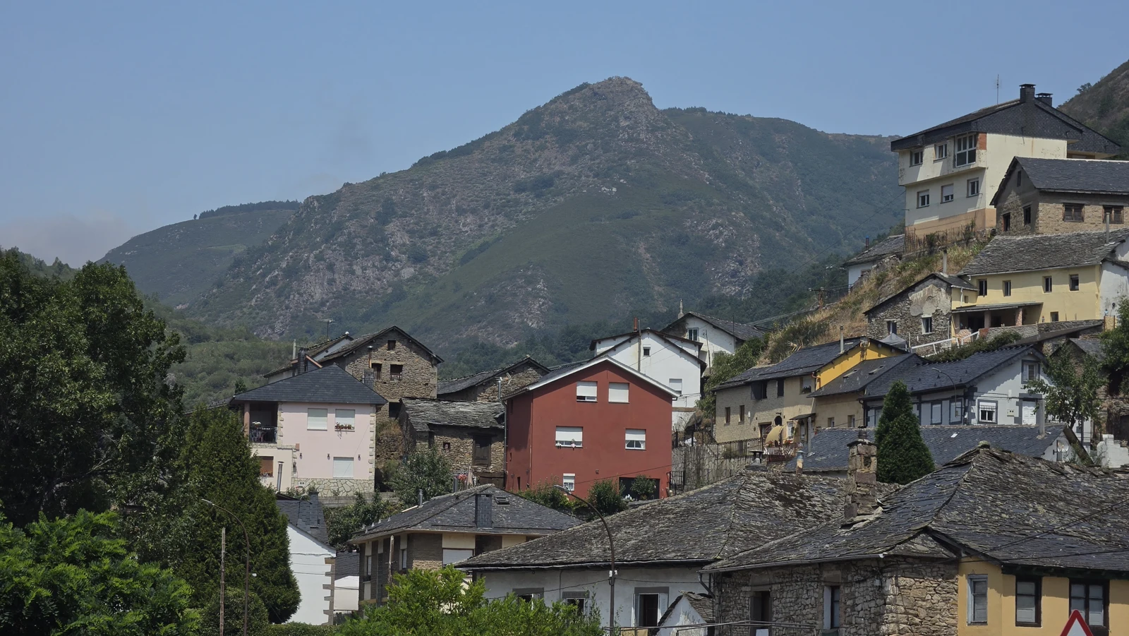 Rooftops beneath the mountains