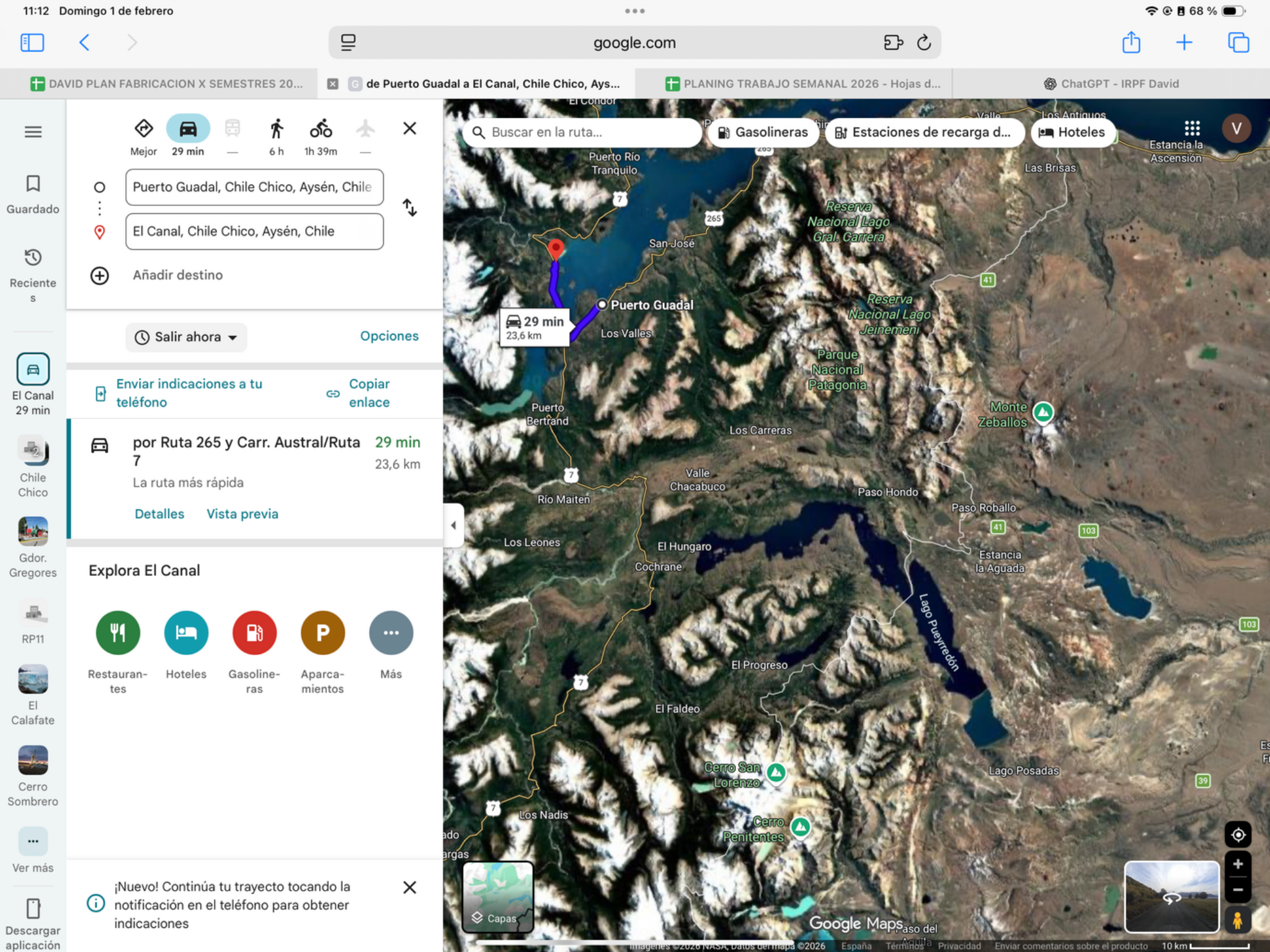 Glacier walk — original route map