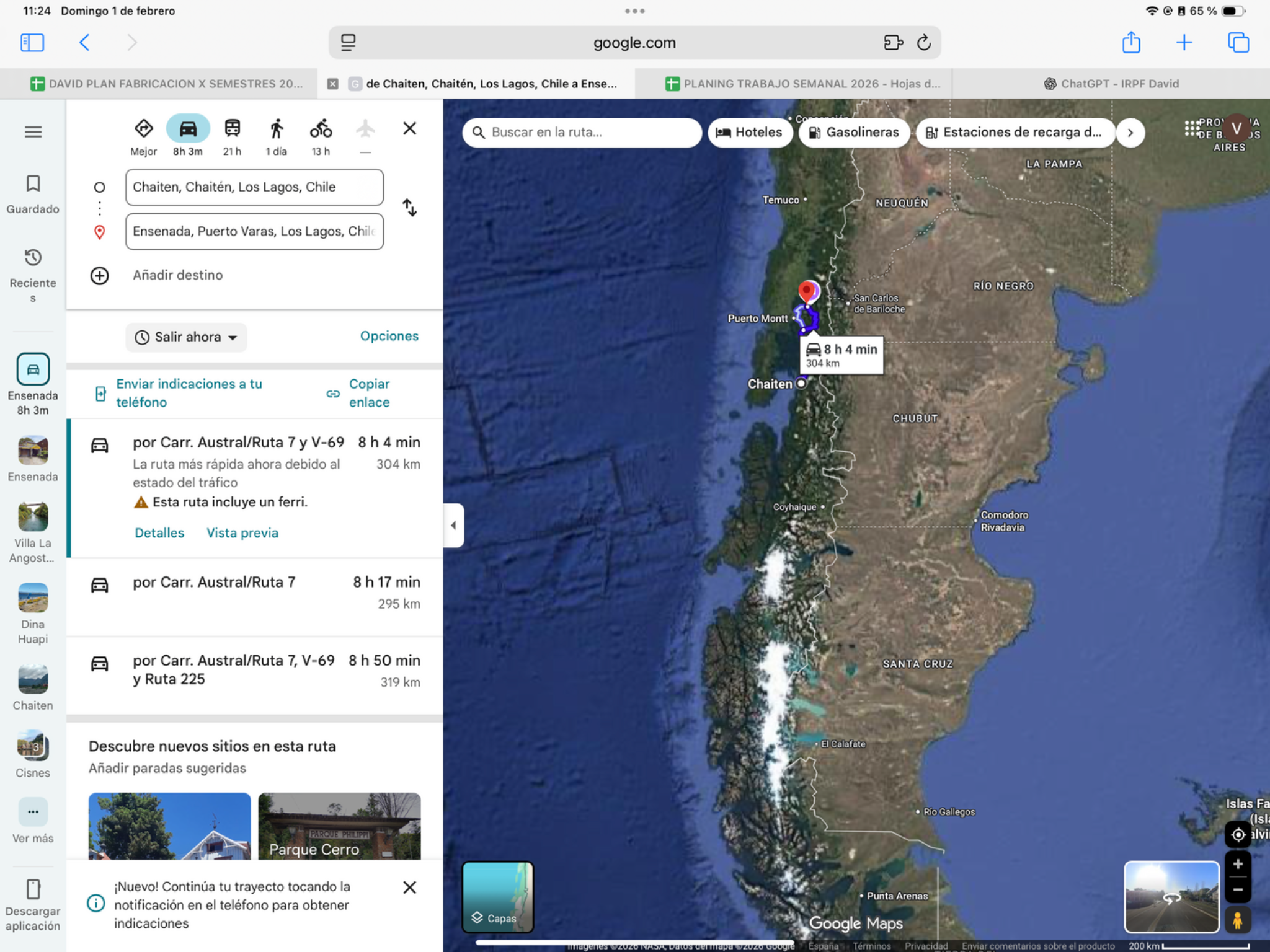 Chaitén → Ensenada — original route map