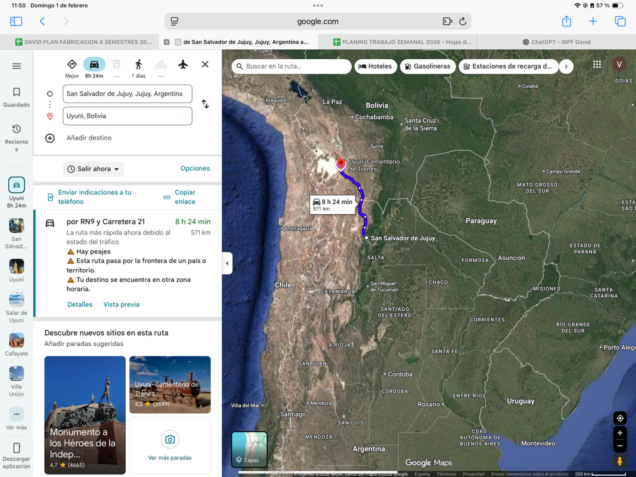 San Salvador de Jujuy → Uyuni — original route map