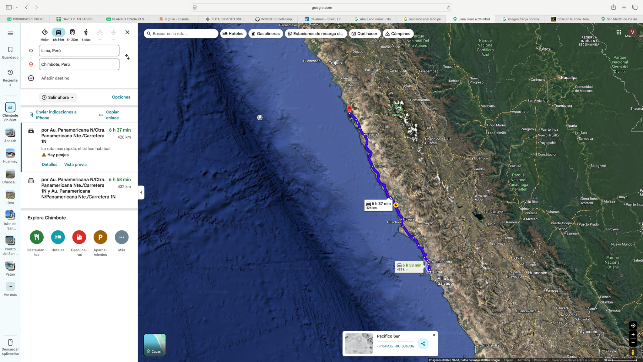 Lima → Chimbote — original route map