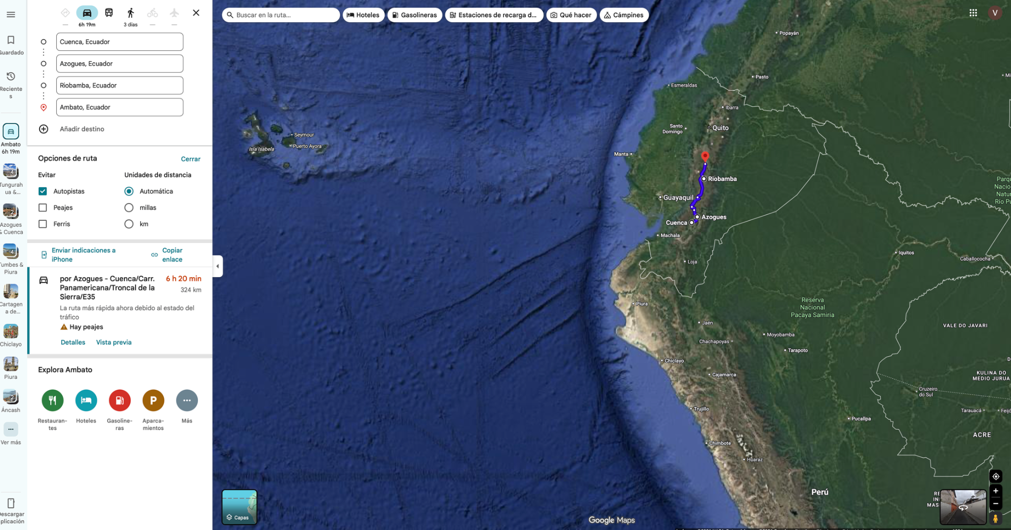 Cuenca → Ambato — original route map